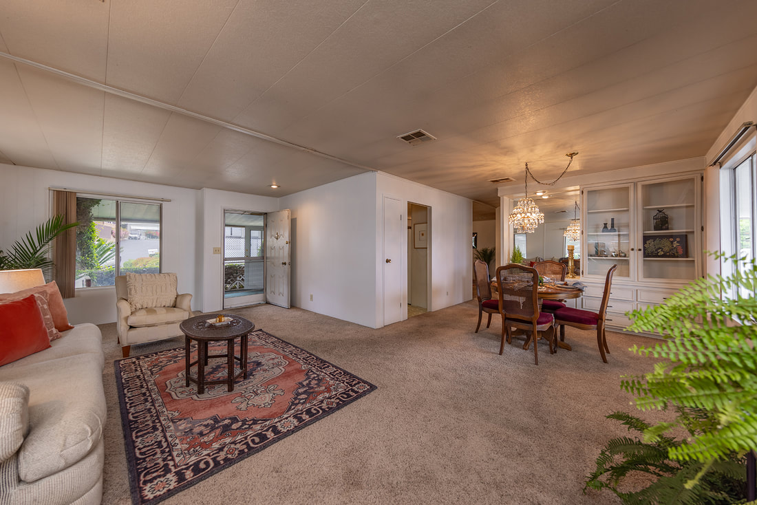 living room and dining room in ojai mobile home for sale